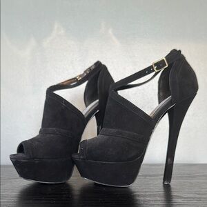 Elegant Black Suede Women's Heels